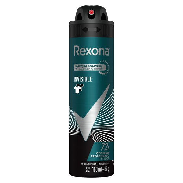 Desodorante Antitranspirante Aerossol Rexona Men Invisible 150ml DES REXONA AERO 150ML MEN INVISIBLE