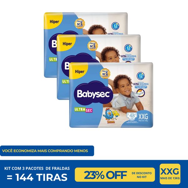 Kit Mês Fralda Babysec Ultra Hiper XXG 48 Unidades