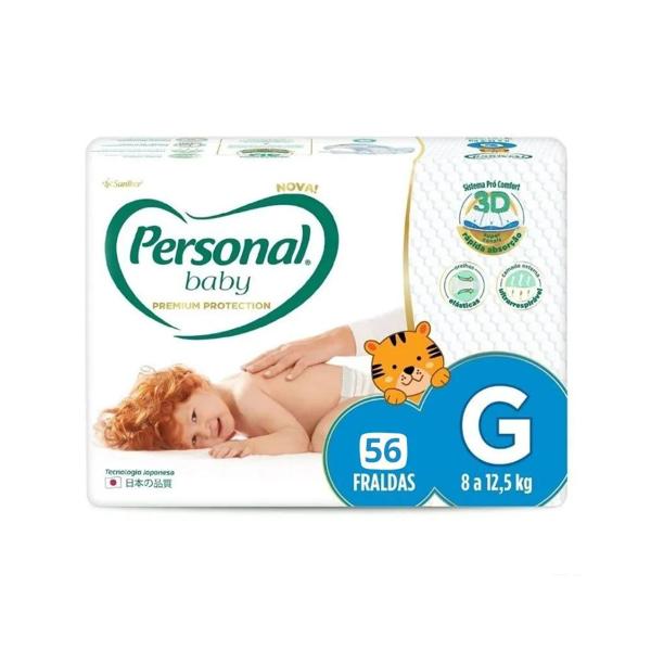 Fralda Personal Baby Premium Protection G, Pacote Com 56 Unidades