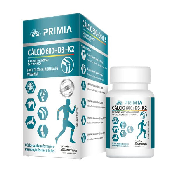 Primia Cálcio 600+D3+K2 30 Comprimidos PRIMIA CALCIO 30CP CATARINENSE